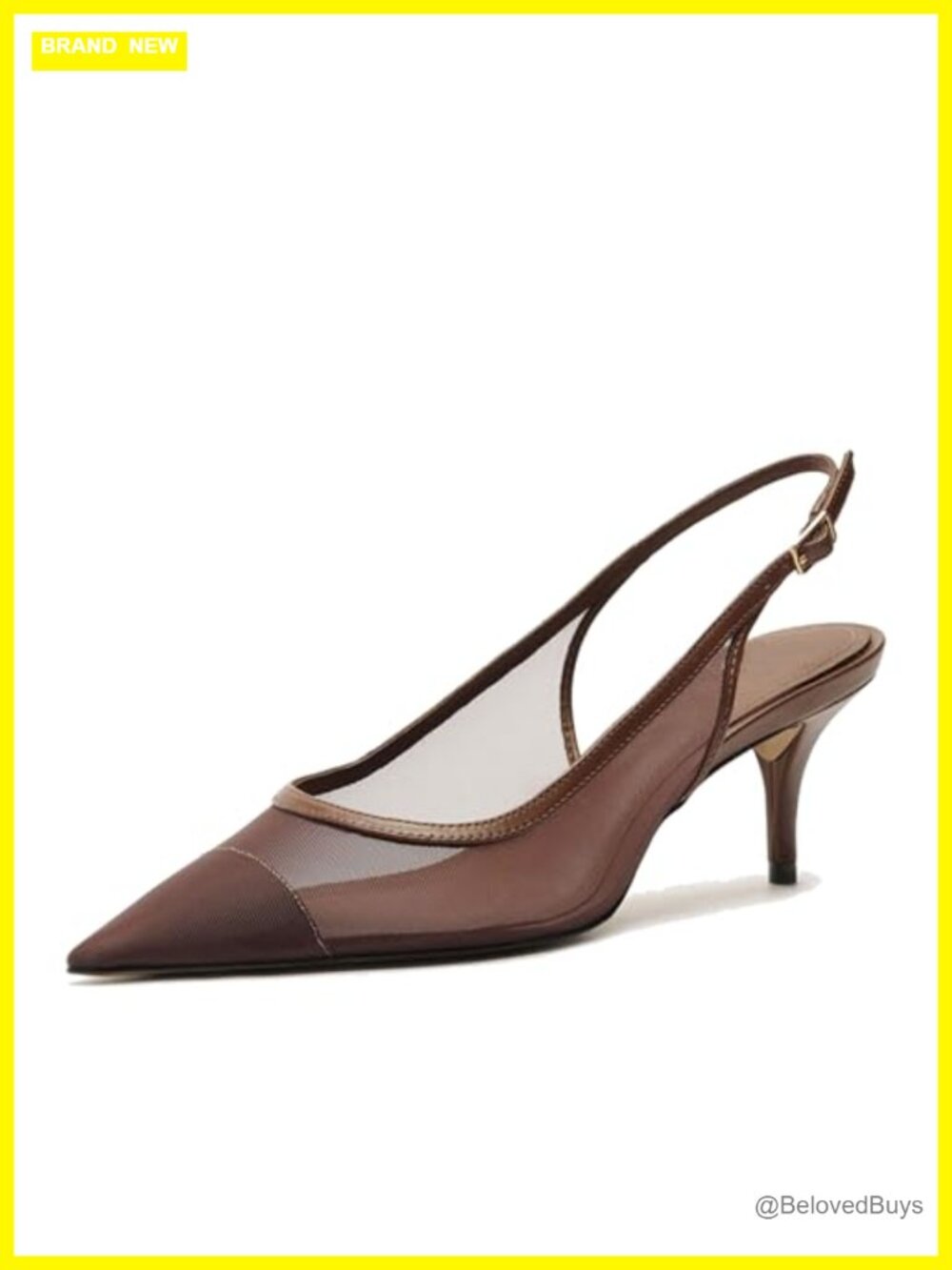 Mesh Kitten Heels Slingback Pointed Toe Breathable Low Heel Pump